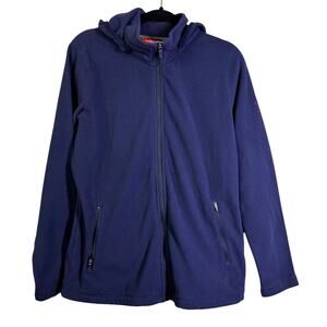 MERRELL Jacket Large Women's Fleece Hooded Full‎ Zip Front Zip Pockets Navy Blue